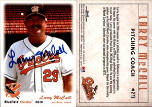 Larry McCall Signed 2010 Grandstand Bluefield Orioles #NNO Card Auto