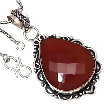 Collar Piedras Preciosas Corte Ónix Rojo Hecho a Mano Joyería Antigua 2" Foto 1 de 4