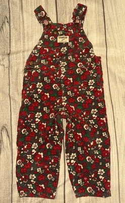 OSHKOSH B'Gosh Niñas Mono de Pana Rojo Blanco Flor Estampado Floral 18 Meses Foto 1 de 4