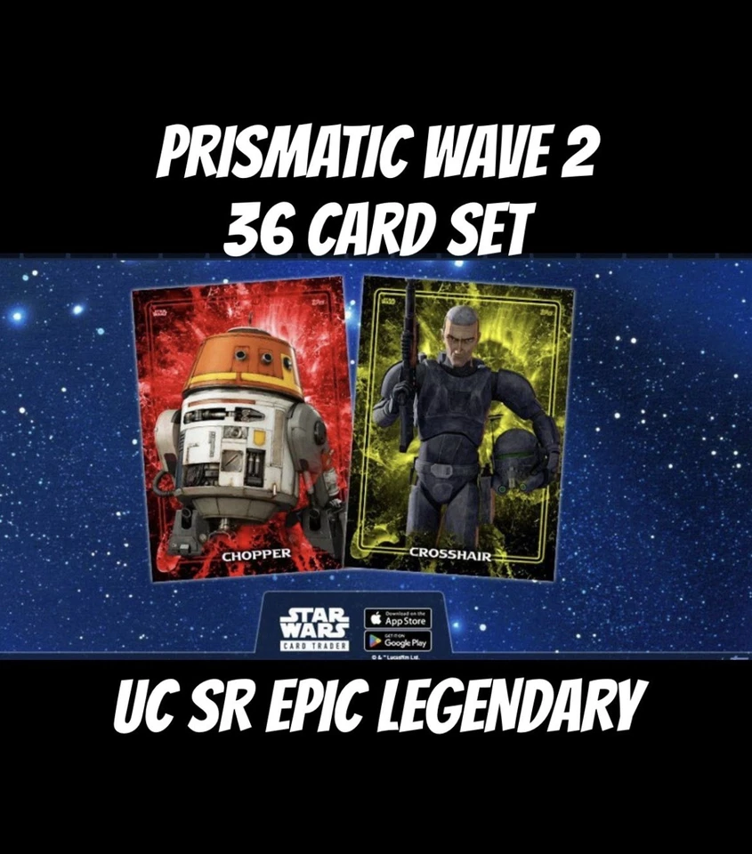 Topps 星球大战卡 WAVE 2 PRISMATIC 36 卡 UC SR EPIC 传奇 — 第 1/1 张图片