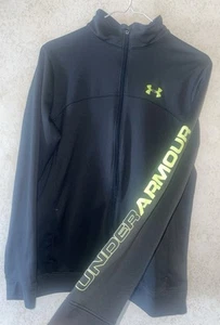 Y XL Black With Yellow Full Zip Up Under Armour Jacket - Picture 1 of 4