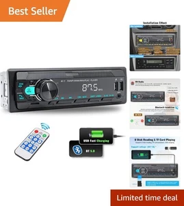 Bluetooth 5.0 Single DIN Car Stereo with Remote & Audio Recording Capabilities - Picture 1 of 9