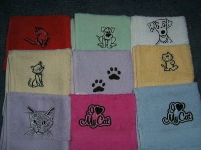 AZTEX Personalised Embroidered face flannel DOGS & CATS, dalmation, paws£ 3.50 inc p&p