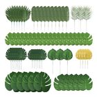 70 Stücke 10 Arten Künstliche Palmblätter Dschungelblätter Dekoration Golde8446