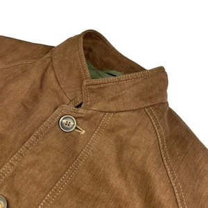 Markus Meindl Men's 100% Linen Band Collar Blazer/Jacket Brown • 42R US | 52 EU - Picture 1 of 7