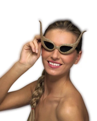 GAFAS DE SOL DORADAS CON PUNTA DE ALA BRILLANTE Gafas Ojo de Gato Clout Punk Rock Tonos Divertidas Foto 1 de 4