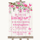 Pink Rustic Wood Instagram Photo Sharing Personalised Wedding Sign