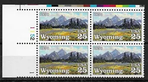 US 1990 Wyoming Statehood Scott # 2444, Plate Block 25c VF MNH**OG - Picture 1 of 1
