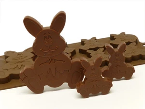6+1 Easter Bunny Rabbit Silicone Mould Chocolate Baking Soap Crayon Wax Resin - Picture 1 of 3