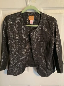 Ruby Road Jacket 8 Black And Silver Shimmer Beautiful New Without Tags Button Up - Picture 1 of 5