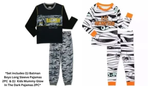 Batman/Lil Monster Boys Long Sleeved Cuffed Pants 2 Piece Pajama Set SZ L(10/12) - Picture 1 of 7
