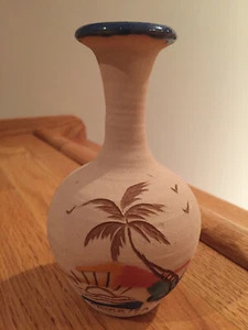 Marblestone Pottery Authentic Jamaican Handmade Pottery Bud Vase Drip Glazed EUC - Imagen 1 de 9