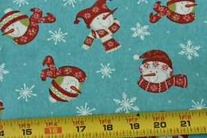 20" Long, Red & White Snowmen on Turquoise, Moda, Strain, Japan, Be Jolly,P9289 - Picture 1 of 7