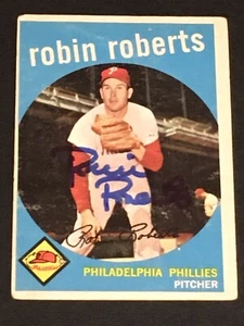 ROBIN ROBERTS ~ Autógrafo Firmado Topps 1959 ~ Meadowbrook, PA (d.2010) PHILLIES - Imagen 1 de 3