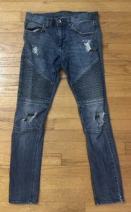 Decoy Distressed Moto Dark Blue jeans  30W 30x30 - Picture 1 of 4