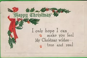 Vintage Early 1900's Christmas Postcard 1925 I Hope I can only make you feel .. - Picture 1 of 6