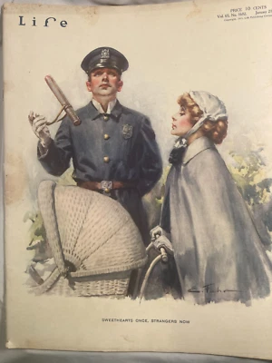 January 21, 1915 Life Magazine Couple Sweethearts once cover art by Ernest Fuhr - Image 1 of 3