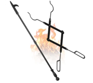 32" Fireplace Poker & 26" Fireplace Tongs - Fire Pit & Camp Tools Set Indoor Out - Picture 1 of 7