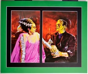 FRANKENSTEIN & BRIDE PRINT Karloff Lanchester Profesional Mate Basil Gogos - Imagen 1 de 1