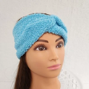 Terry Cloth Head band Fabric Scrunchie Makeup Spa Hair Wrap Women Stretch BLUE - Picture 1 of 4