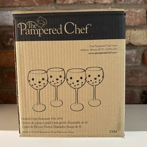 Juego de 4 copas de vino Pampered Chef con puntos esmerilados 2334 - Imagen 1 de 4