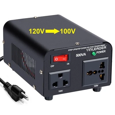 Yinleader 500W US to Japan Voltage Converter 120V to 100V Step Down Transform...