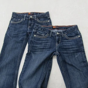 Lot of 2 Levi's Girls Jeans Size 8 Reg Blue Boot Cut Justable Wait Casual Preppy - Picture 1 of 11