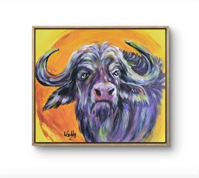 Оригинальный экспрессионист 14 x 11 цветной буйвол искусства картина - Изображение 1 из 4
