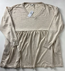 Vestido American Eagle BabyDoll Slub para mujer pequeño tostado cuello en V elástico mezcla de algodón - Imagen 1 de 15