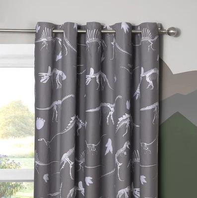 New Dinosaur Kids Childrens Boys Bedroom Curtains Lined Eyelets - Image 1 of 4