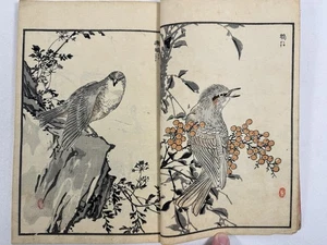 Japanese Woodblock Print Book “Bairei Hyakucho Gafu” Vol.① Kono Bairei Bird 1881 - Imagen 1 de 24