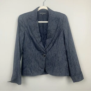 Blazer para mujer Lafayette 148 100 % lana virgen azul con detalles plateados metálicos - Imagen 1 de 10