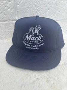 Cappello/Berretto Vintage anni 80 Mack Trucks Dealer Virginia Truck Center FoamSnap Back Navy - Foto 1 di 7