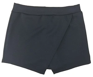 GIRLS BLACK TEXTURED SKORT SCHOOL SKIRT/SHORT WRAP WITH STRETCH EX STORE NEW - Picture 1 of 3