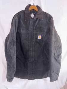 Carhartt Wool Blanket Lined Jacket Coat 46 Black Insulated Work Chores Barn - Picture 1 of 3