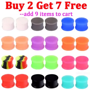 2 Stück Silikon Ohr Messgeräte Double Flared Sattel Ohr Tunnel Plugs Piercing 2g-3/4" - Bild 1 von 20