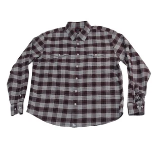 UnTUCKIt Mens Lrg Hezog Flannel Long Sleeve Check Burgundy Red Gray Regular Fit - Picture 1 of 10