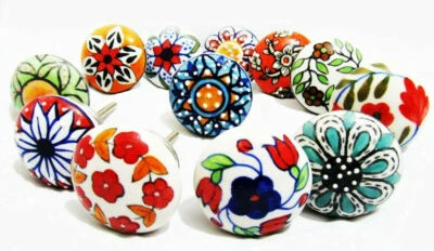 Set 5, 10, 15 Multi Color Knob Ceramic Door Knobs Drawer Pulls Cupboard Handles  - Image 1 of 4