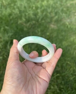 Hot Spicy Green 100% Natural Grade A Jadeite Jade Bangle Bracelet 56.2mm B134 - Picture 1 of 13