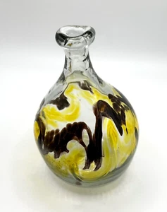 Mundgeblasene Glasknospenvase mehrfarbig 5 Zoll Vintage abstrakte Studiokunst asymmetrisch - Bild 1 von 8