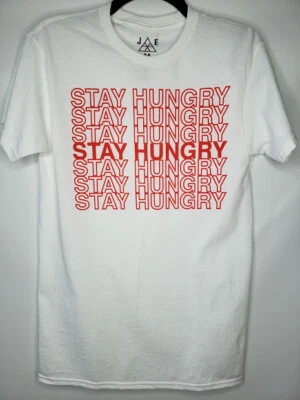 Camiseta gráfica Jem STAY HUNGRY camiseta manga corta blanca S # 25 Foto 1 de 4