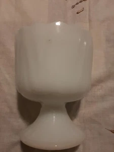 White Milk Glass Raised Pedestal Bowl 5 1/2" Tall 4 1/2" Wide Vintage - Picture 1 of 6
