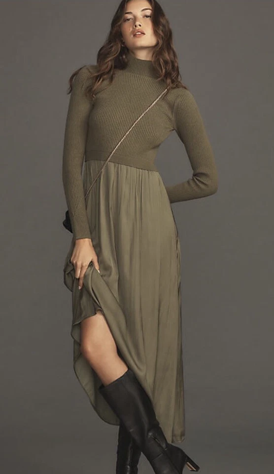 Anthropologie The Thea Twofer Sweater Dress Green Size Extra Small XS - Image 1 of 4