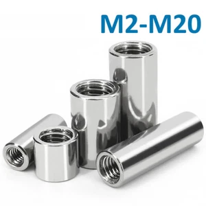 Verbindungsmuffe Rund Lang Gewindemuffe Edelstahl M2 M3 M4 M5 M6 bis M20 ﻿ - Bild 1 von 6