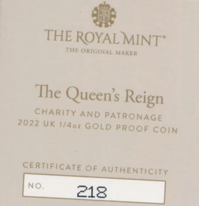 MONEDA A PRUEBA DE ORO DEL REINO UNIDO 2022 - SOLO CERTIFICADO DE AUTENTICIDAD - Imagen 1 de 2