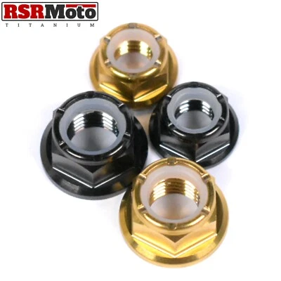 M8 M10 Titanium Nyloc Self Locking Nuts Hex Flange M8x1.25 M10x1.25 Black Gold - Image 1 of 3