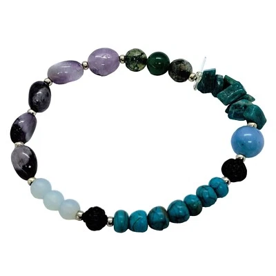 Handmade Stretch amethyst agate bracelet stones crystals - Image 1 of 2