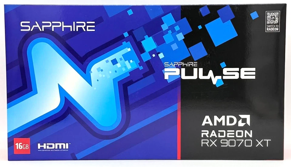 Sapphire 11348-03-20G AMD Radeon RX 9070 XT PULSE Graphics Card 16GB GDDR6