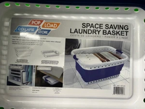 Pop & Load Space-Saving Contoured Laundry Basket (BLUE/WHTE)NWD - Picture 1 of 4