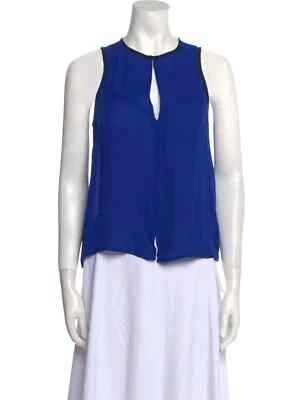 A.L.C. Blusa Top Mujer XS Azul Seda Sin Mangas Cerradura Cuello Gancho y Cierre de Ojos Foto 1 de 3